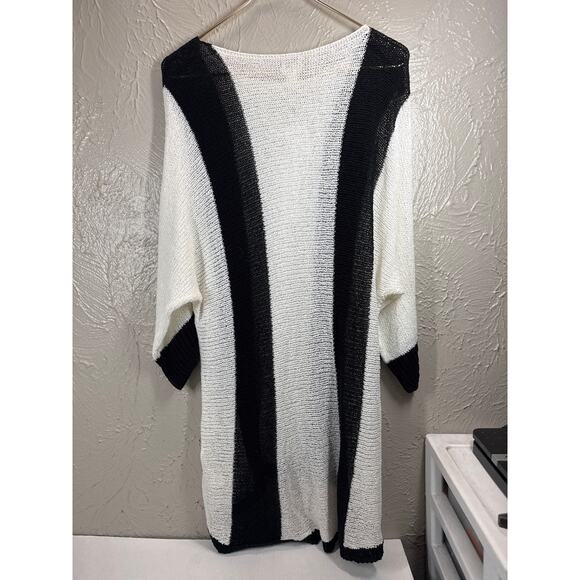 Chico's Vertical‎ Stitch Vanessa Pullover 3/4 Sleeve Black White Sweater 3 XL/16 - Picture 2 of 5